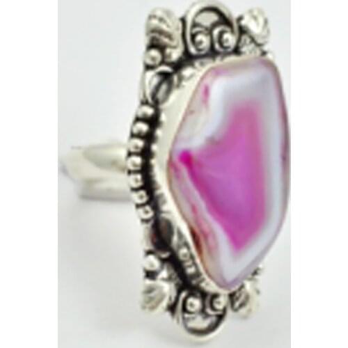 Agate Drusy Silver overlay over Copper , USA Size 7.25, R3099