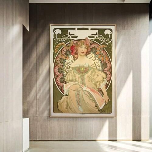 Alphonse Mucha Vintage Canvas Art Posters And Prints Art Nouveau Woman Canvas Paintings On the Wall Art Pictures For Living Room