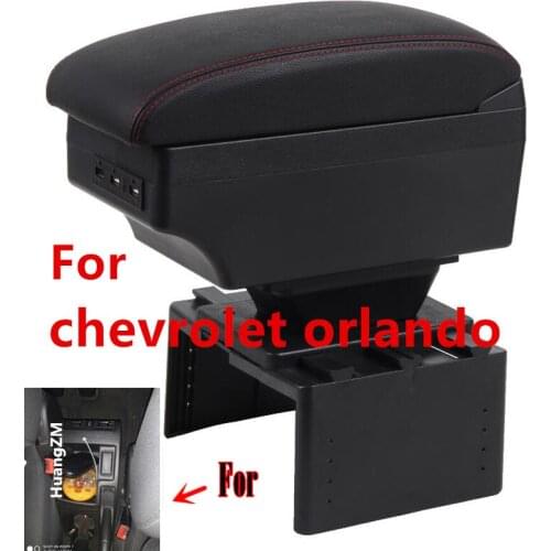 For Chevrolet Orlando armrest box central Store content box car-styling decoration accessory With cup holder USB