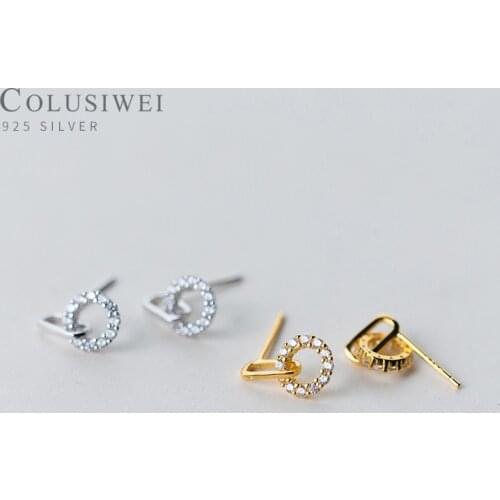 Colusiwei Round Earrings for Women Sterling Silver 925 Cubic Zirconia Korean Fashion Jewelry Wedding Statement Jewelry Gifts