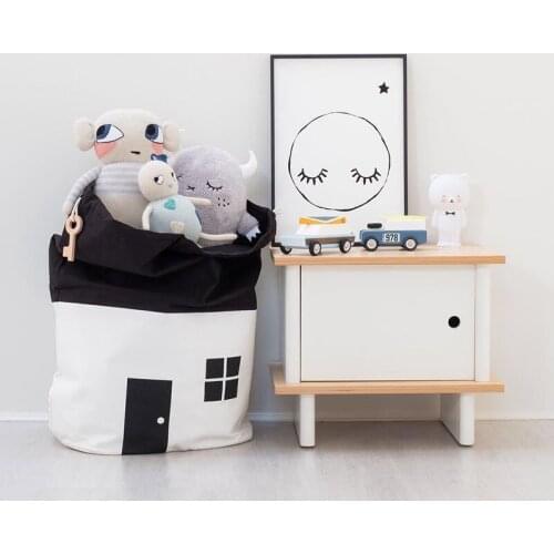 Cute House Baby Storage Bag Cotton Canvas Crib Bedding Set Portable Diaper Organizer Kids Toy Pocket Childrens Room Decoration