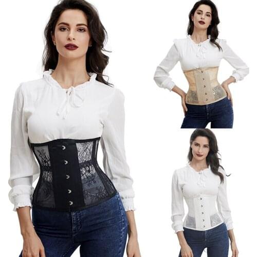 Gothic Black Floral Lace Steampunk Underbust Sexy Corset Top Bustier Gorset Burlesque Korset Corset mujer Erotic Women Clothing