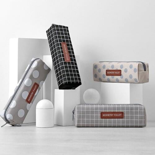 Cute Kawaii Canvas Pencil Case High Capacity Pen Bags Cute Letter Pencil Bags For Girls Gift School Supplies Korean Stationery