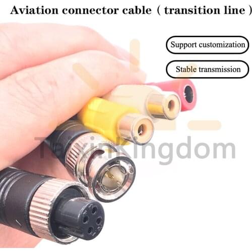 Customized 4P cable: Aviation female to BNC male (video) + RCA female (video) + RCA female (audio) + DC female