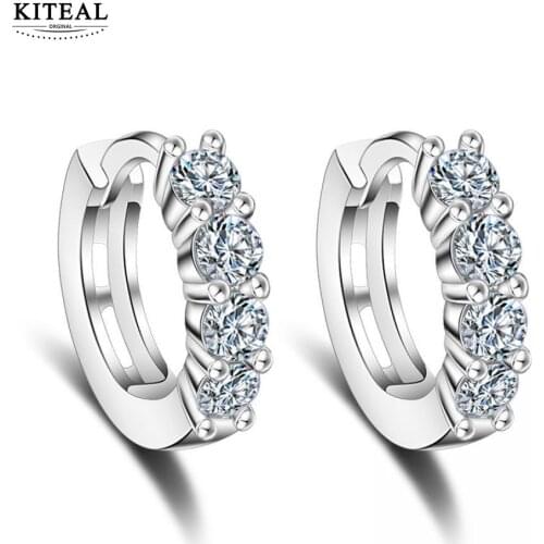 KITEAL best friends earring for female Single row zircon earrings 12mm*3mm small hoop AAA zircon brincos bijoux