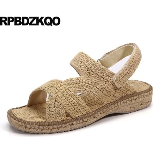 Summer Fisherman Japanese Woven 2018 Slides Espadrilles Rope Slippers Sandals Designer Shoes Men High Quality Fashion Strap