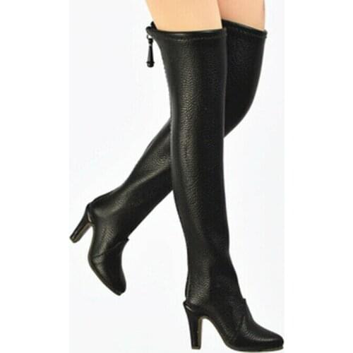 1/6 Scale Black Big Feet Long Tube Boots Model for 12" Female Body Figure