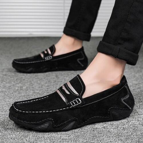 2021 New Fashion Men Casual Comfortable Flat Men Breathable Loafers Men Genuine Leather Moccasins Slip on Driving Shoes
