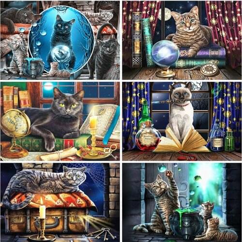 MomoArt Full Square Diamond Painting Cat Handicrafts 5D DIY Diamond Embroidery Animal Mosaic Sale Rhinestone Art Home Decoration