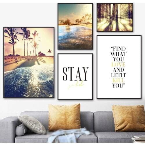 Tropical Sea Landscape Palm Beach Sunset Wall Art Canvas Painting Nordic Posters And Prints Wall Pictures For Living Room Decor