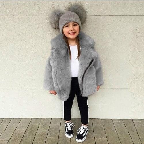 New Imitation Fur Kids Fall Winter Plush Coat Trendy Jacket Kids Clothing Girl Casual Outfits Kids Coats Motorcycle Clothing