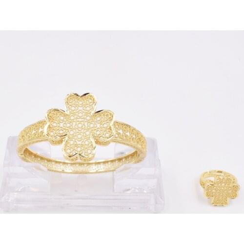NEW High Quality Ltaly 750 Gold color Jewelry Set For Women african beads fashion Bracelet Ring jewelry