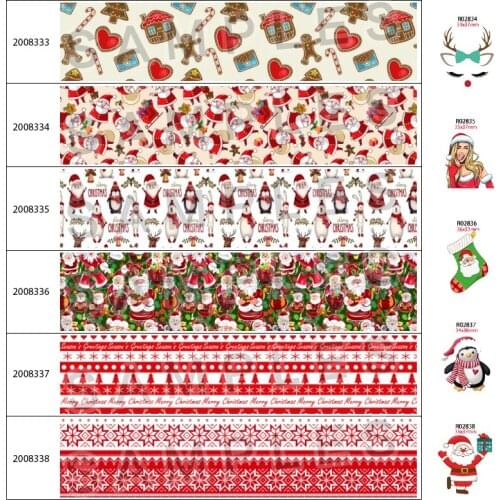 Santa Christmas Theme Pattern 10Yards 25mm/38mm/50mm/75mm Grosgrain/Satin Ribbon,30pcs/lot DIY Resins Accessories 200833