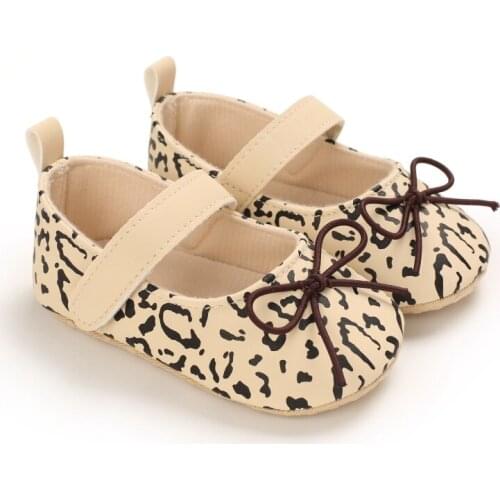 0-18M Newborn Baby Bowknot Decoration Princess Shoes PU Leather Anti-slip Footwear Infant Girl Flats Soft Sole First Walkers