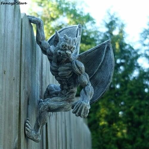 20cm Resin Gargoyle Fence Computer Ornaments Home Decoration Garden Yard Ghost Creative Birthday Gift Boyfriend Bat Ghost Cool