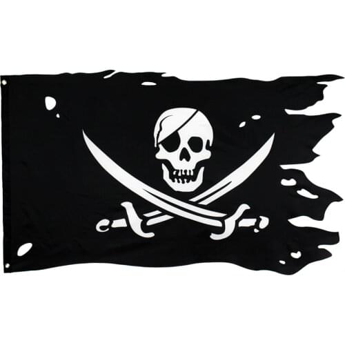 90*150cm Double Broken Skull Headband Crossbones Pirates Flag Jack Rackham Flag for decoration