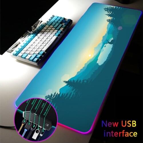 Drop Shipping 400*900MM XXL Large Multi-interface RGB Gaming Mousepad Forest Mousepad Dock USB HUB Typec Interface Gamer DeskMat