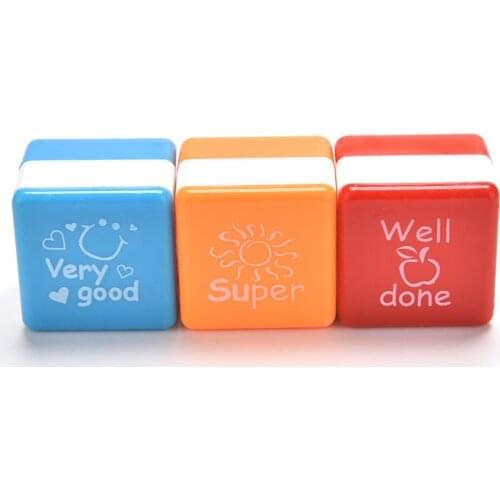 School Scrapbooking Stamp DIY Teachers Self Inking Praise Reward Stamps Random color Cartoon Kids Stamp Motivation Sticker