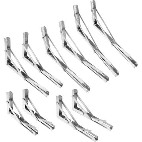 DRELD 2pcs Stainless Steel Folding Stand Table Bracket Shelf Bench Wall Shelf For Microwave Wall Mounted 8/10/12/14/16inch 1Pair