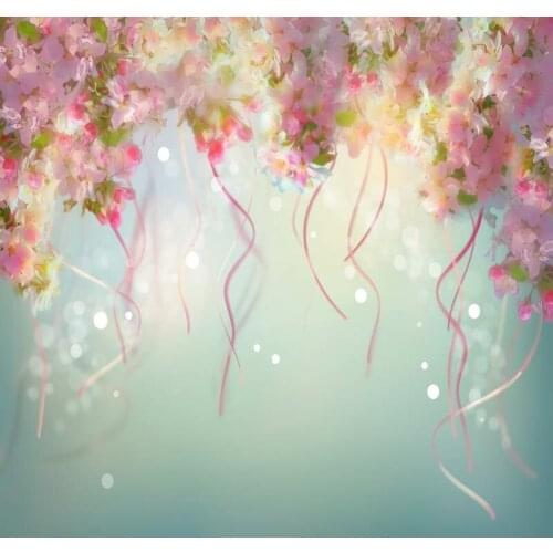 TR Bokeh Pink Flowers Blur Photography Backgrounds High-grade Vinyl Cloth Computer Printed Newborns Baby Wedding Photo Backdrops