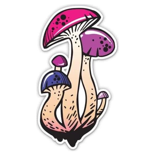 Magic Mushrooms - 3" Vinyl Sticker - For Car Laptop I-Pad Phone Helmet Hard Hat - Waterproof Decal