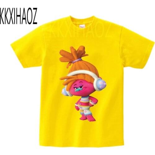 Baby Boys/Girls Cartoon Trolls Print Funny T shirt Summer Kids Short Sleeve Tops Tee Children O-Neck Casual Clothes girl