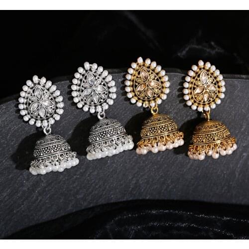 Indian Earring Boho Ethnic Drop Earrings For Women Pendient Gold Gyspy Silver Color Bell Ladies Jewelry Tassel Jewelry