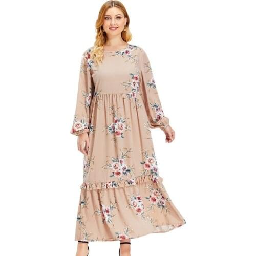 2020 Oversize women summer long-sleeved dress new loose print big swing dress female lengthen A-line dresses plus size 4XL G914