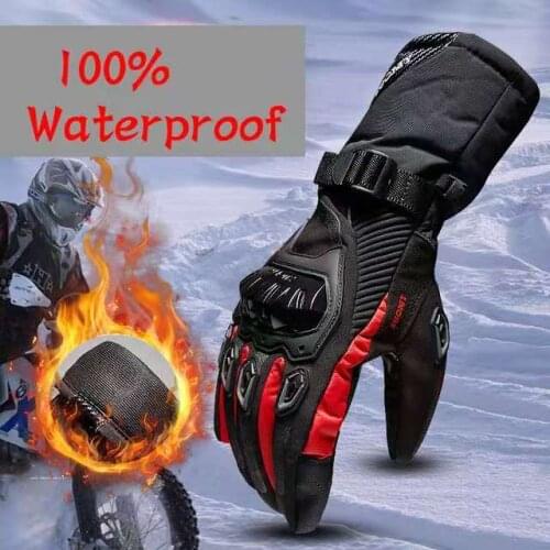 Winter Warm Motorcycle Gloves Touch Screen Men Outdoor 100% Waterproof Windproof Protective Winter Gloves Men Guantes Moto Luvas