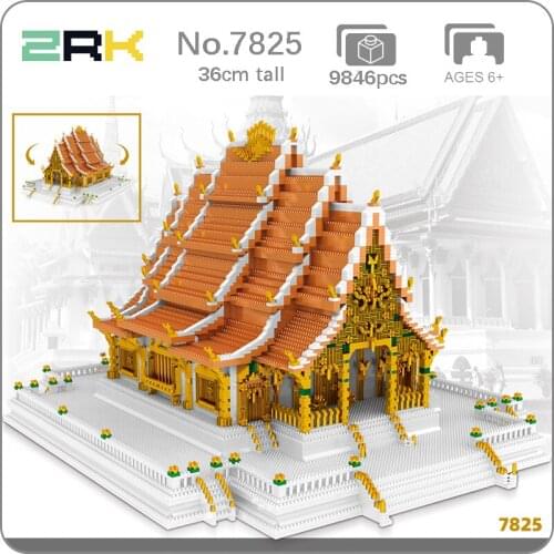 ZRK 7825 World Architecture Thailand Bangkok Grand Palace Model DIY Mini Diamond Blocks Bricks Building Toy For Children No Box