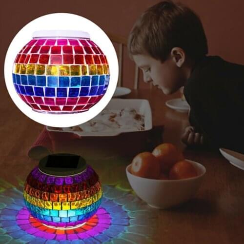 Creative 1PC Solar LED Mosaic Ball Light Color Changing Solar Lamp Glass Solar Light Home Garden Wedding Party Decoration