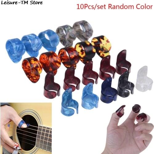 10pcs guitar thumb and index finger pick mediator cellul ul thumb finger pick random color guitar accessories
