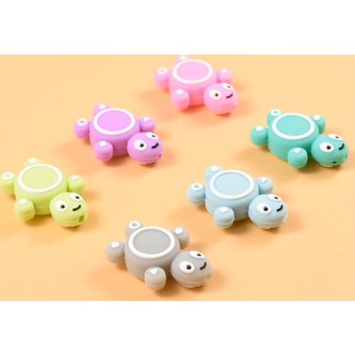 5 PCS Silicone Beads Mini Turtle Lovely Mini Tortoise BPA Free DIY Pacifier Chain Clip Chewing Baby Teether Diy Toy