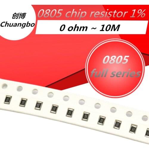 100pcs 0805 1% SMD 1/8W chip resistor resistors 0 ohm ~ 10M 0R 1K 4.7K 4K7 10K 100K 1 10 100 220 330 ohm 0R 1R 10R 100R 330R