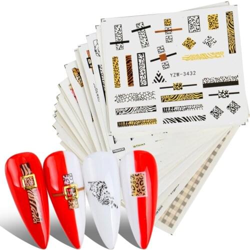 2021 New arrived 3D Watermark Nail Stickers Decals Sexy Leopard Print Letter Adhesive Stickers Nail Art Decoration