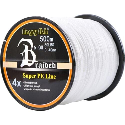 Angryfish 4 Strands Braided Wire Fishing Line 547YDS 500M Super Strong PE Cellulose Line Ultra-high Density Fishing Lines White