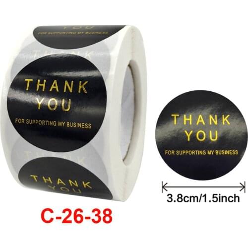 500PCS/Roll 1.5inch Gold Round Thank You For Supporting My Business Sticker shopping Handmade kraft Label