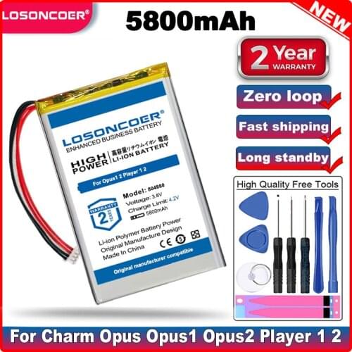 5800mAh 804880 Battery for Charm Opus Opus1 Opus2 Player 1 2 Li-Polymer Rechargeable Accumulator Replacement 4 Lines+Plug