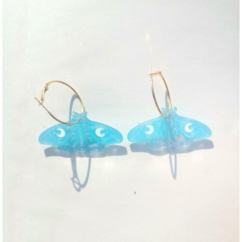 Acrylic Butterfly Moon Insect Earrings/Aesthetic Jewelry/Moon Earrings