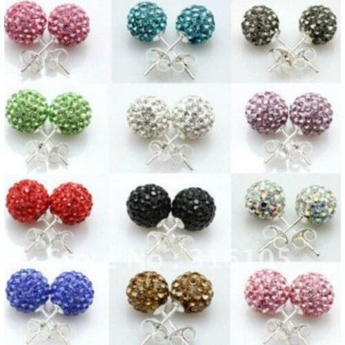 Mixed White 10MM Micro Disco Ball Earrings Woen Stud Earrings Jewelry Free Shipping Rhinestone 46HFG56 crystal