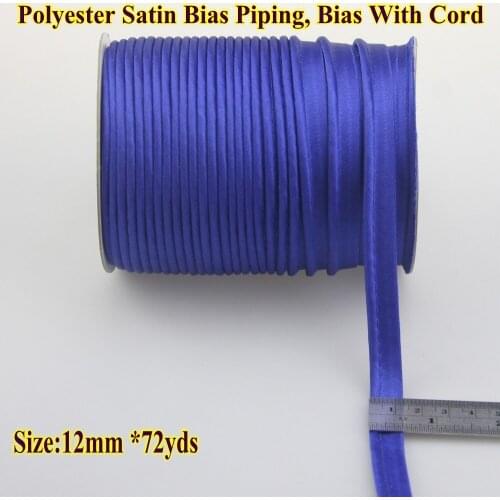 Free Shipping Polyester Bias cord tape, Piping tape, bias Tape with cord, size: 12m,1/2" 72yds DIY hand making cloth,royal blue