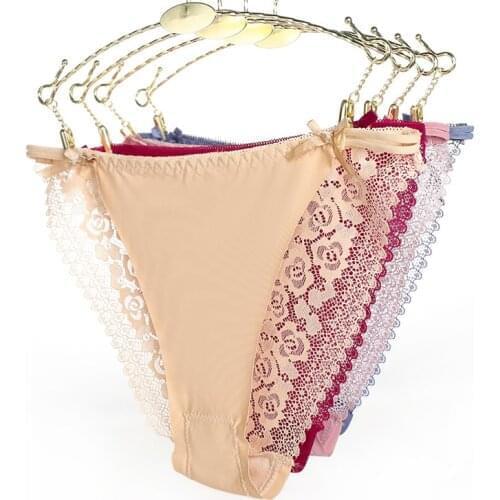 Q Seamless Underwear Transparent Underpants for Bikini Sexy Ice Silk Woman Lace Panties L/XL Comfortable 1Pcs