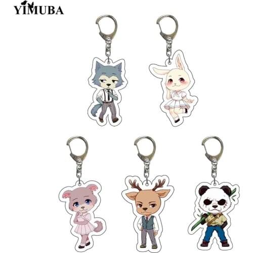 Cute Animal Anime BEASTARS Key Chain Legosi Spring Haru Cosplay Props Two-sided Acrylic Figures Keychain Bag Pendant Accessories