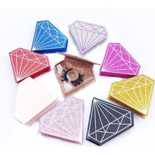 Wholesale 3D 25mm Mink Lash Boxes Packaging Diamond Shape Cases Lashes Fashion New Box Makeup False Eyelashes Case Bulk Package