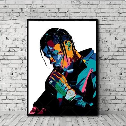 Hip Hop Rapper quadro Prints Travis Scott Music Star Rap Fashion Model Art Painting Silk Canvas Poster Wall Home Decor cuadros