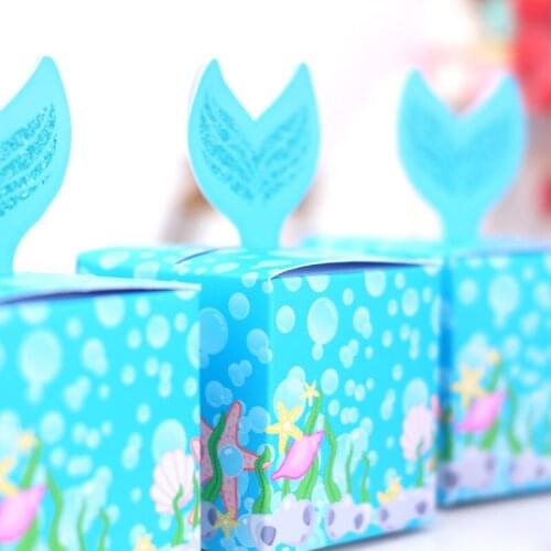 Mermaid Birthday Party Favor Boxes for Girl Tail Under the Sea Candy Bags Goodies Wrapping Baby Shower Gift Box 5 Pcs Customized