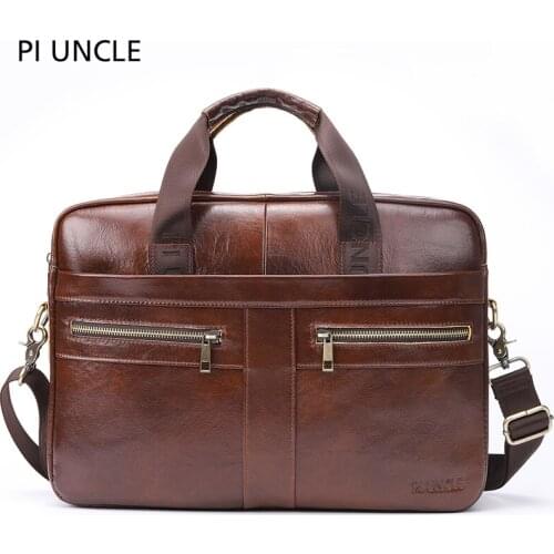 New Leather Mens Briefcase Mens Large Capacity Handbag Travel Shoulder Bag Mens Waterproof and Scratch Proof Business Men 10