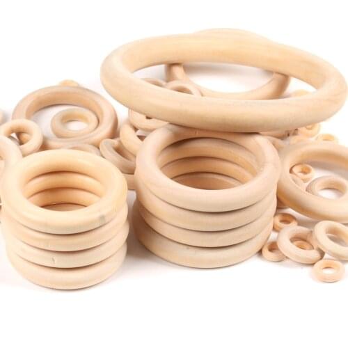 Natural Wooden Teething Round Ring Wood Lead-Free Beads For Jewelry Making DIY Handmade Accessories