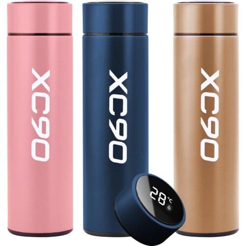 Car logo Mug Laser engraving Temperature Display Insulated Cup Stainless Steel Thermos Flask For Volvo XC90 xc60 V40 s80 S60 v40
