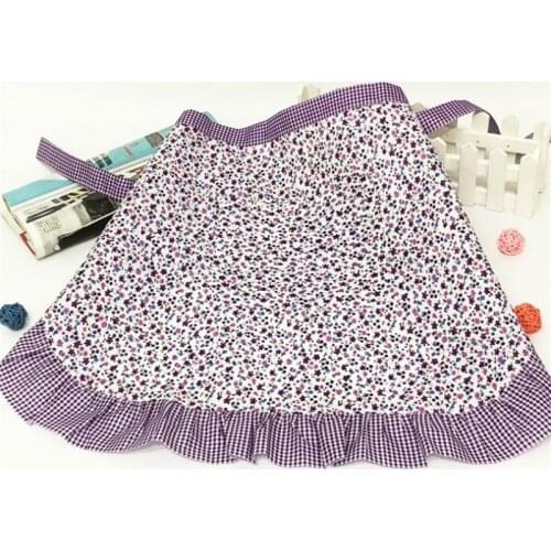 Kitchen Cooking Floral Apron Work Dining Half-length Long Waist Half Lace Apron Antifouling Cleaning Household Supplies
